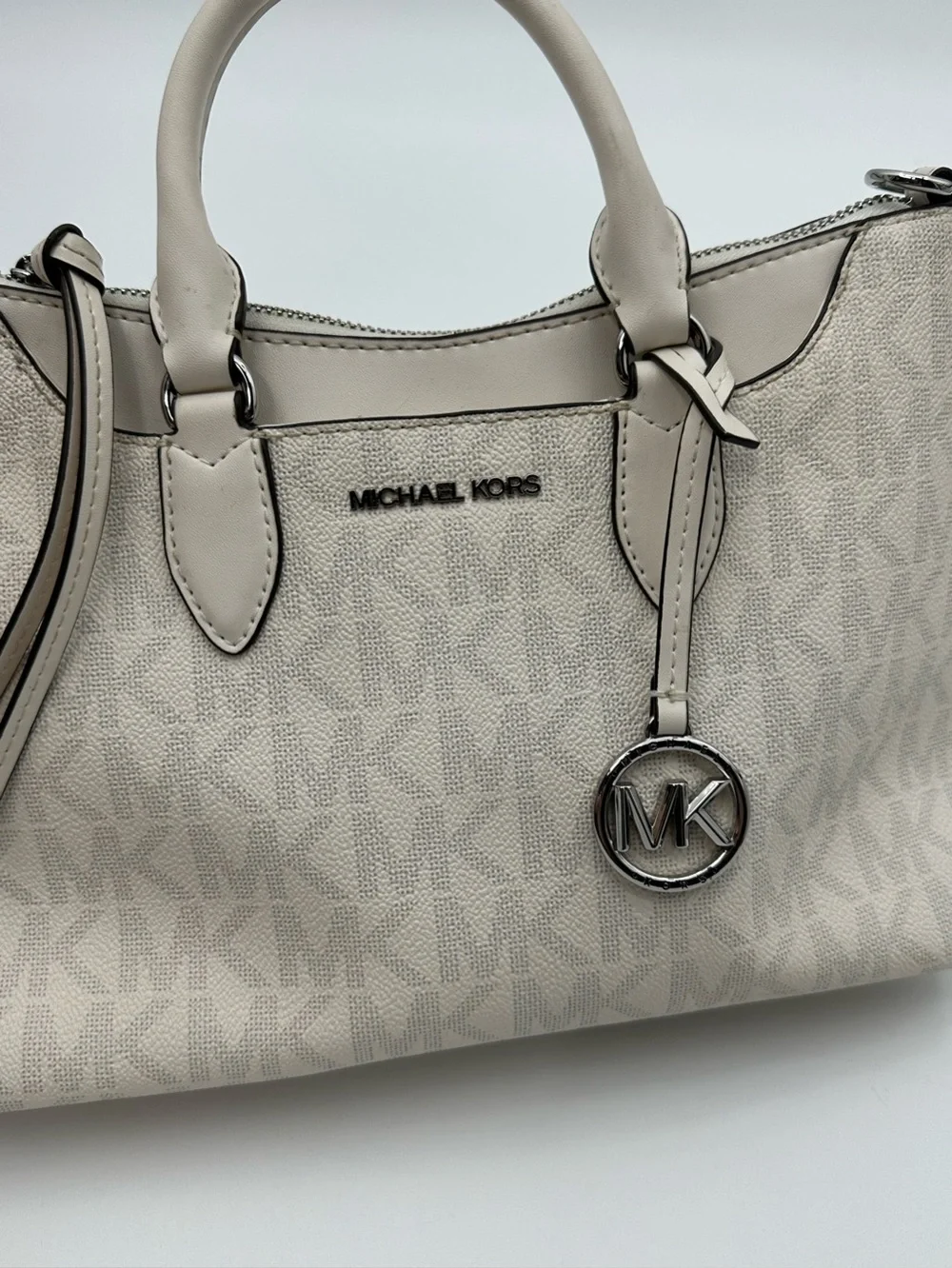 Michael Kors cream White Signature Logo Satchel